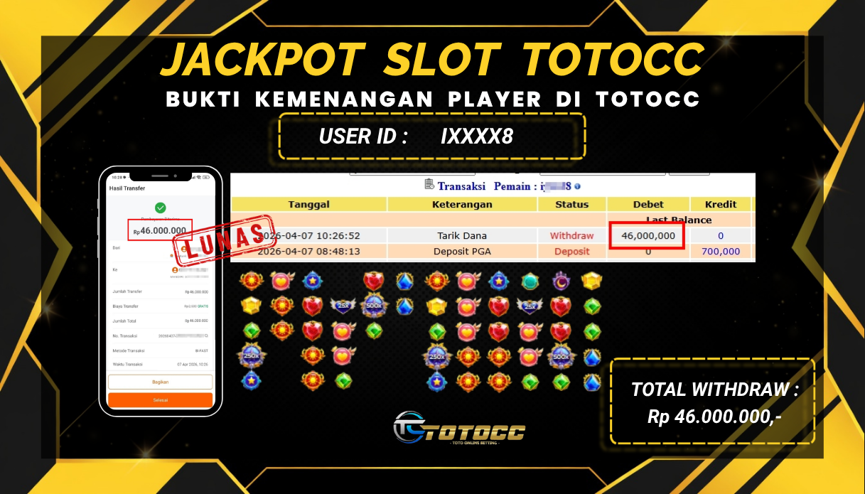 TOTOCC JACKPOT SLOT GAME STARLIGHT PRINCES 1000 Rp 46.000.000,- LUNAS